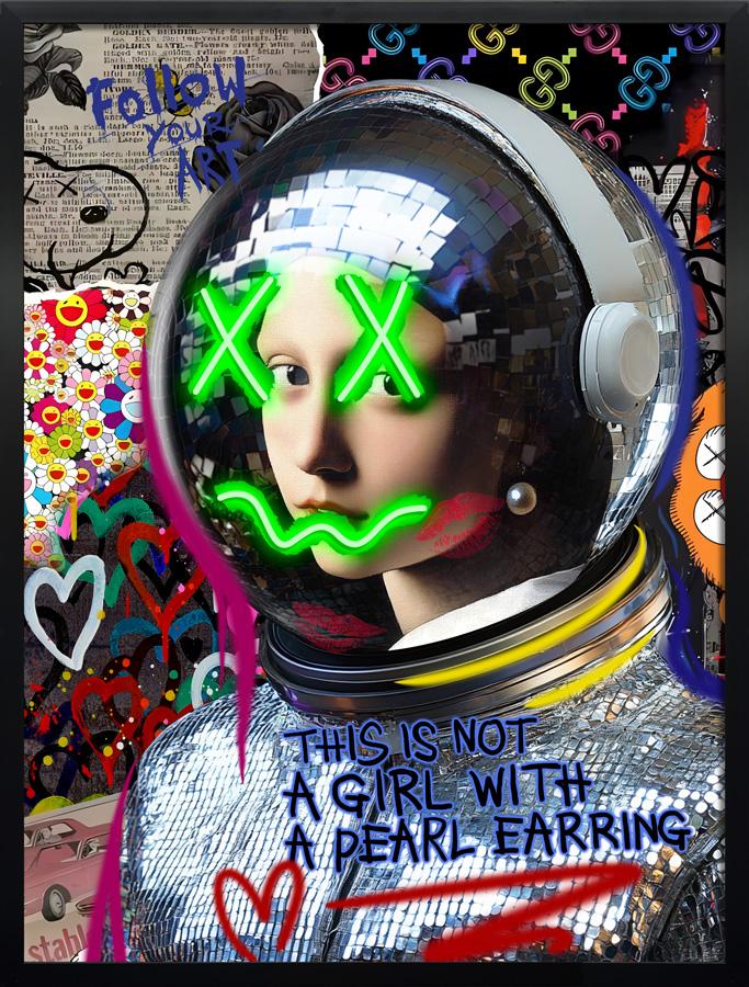 Tableau Contemporain - L'Astronaute en Perle - LED - Décoration Tendance – Image 4