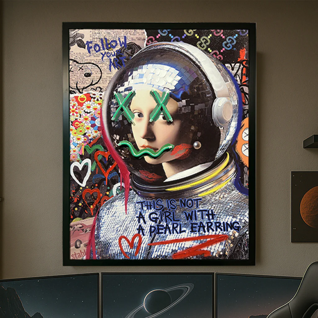 Tableau Contemporain - L'Astronaute en Perle - LED - Décoration Tendance
