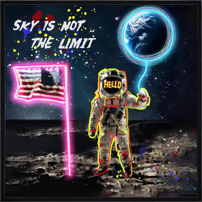 Tableau Astronaute et Ballon Terre - Art Mural LED - Décoration Contemporaine – Image 4