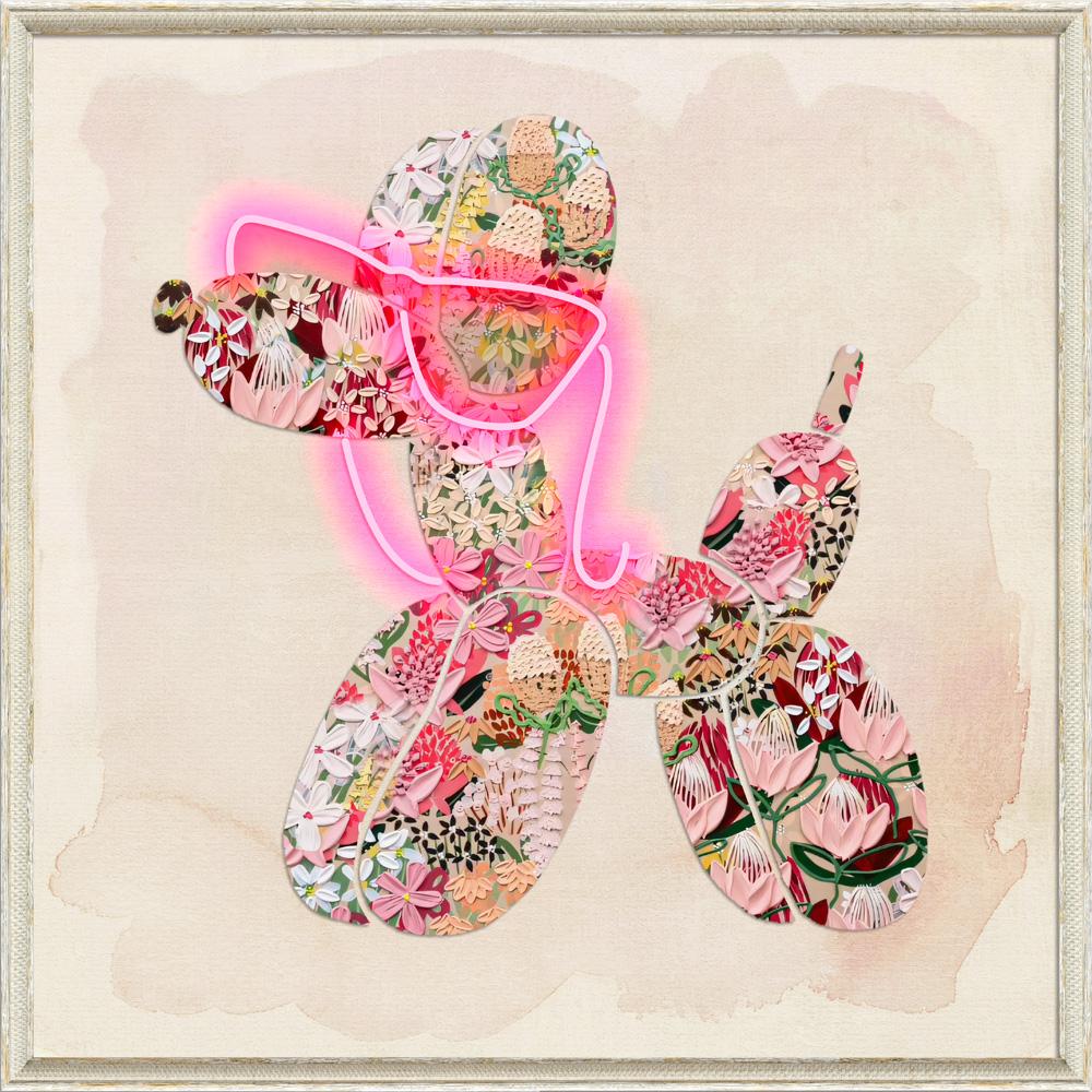Tableau Chien ballon floral - Art Mural LED - Décoration Moderne – Image 4