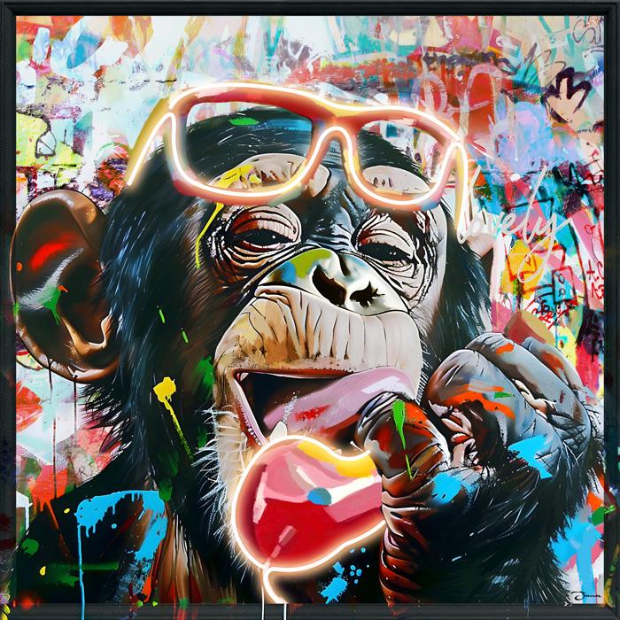 Tableau Chimpanzé Call pop-art - Art Mural LED et style graffiti – Image 4