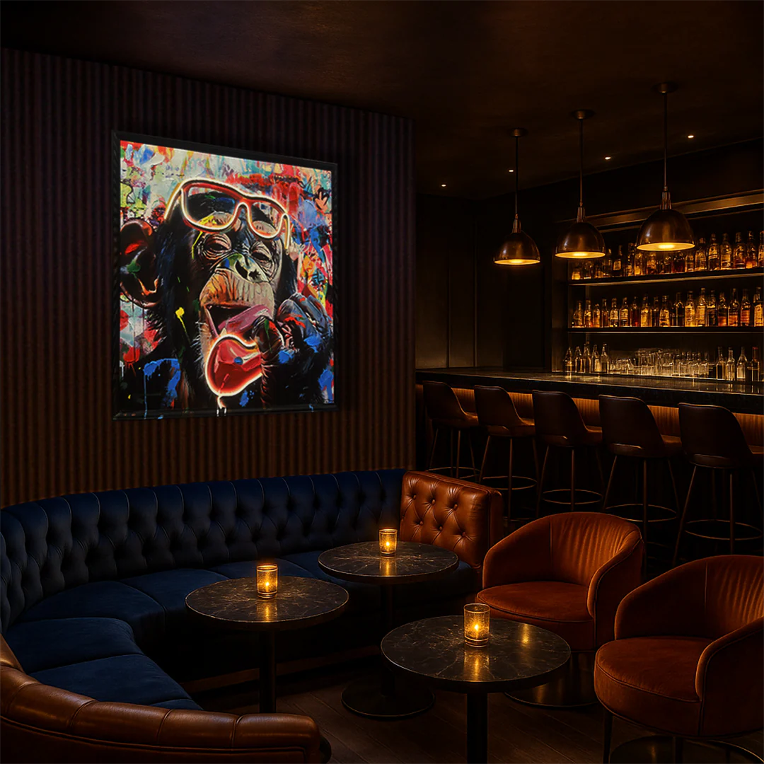 Tableau Chimpanzé Call pop-art - Art Mural LED et style graffiti – Image 3