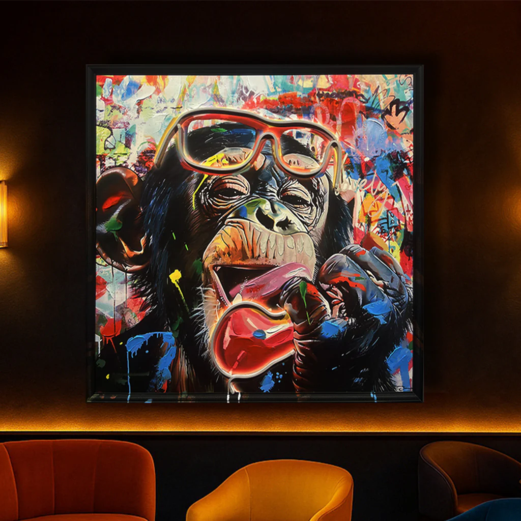 Tableau Chimpanzé Call pop-art - Art Mural LED et style graffiti – Image 2