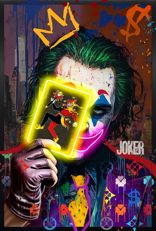 Tableau Double Joker - Art Mural LED - Graffiti artistique et portrait expressif – Image 4