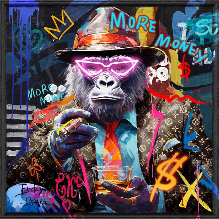 Tableau Funky Gorille - Art Mural LED- Figure élégante et style graffiti vibrant – Image 4