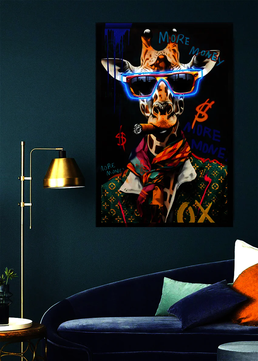 Tableau Contemporain - Girafe Sobre - LED - Décoration Tendance – Image 3