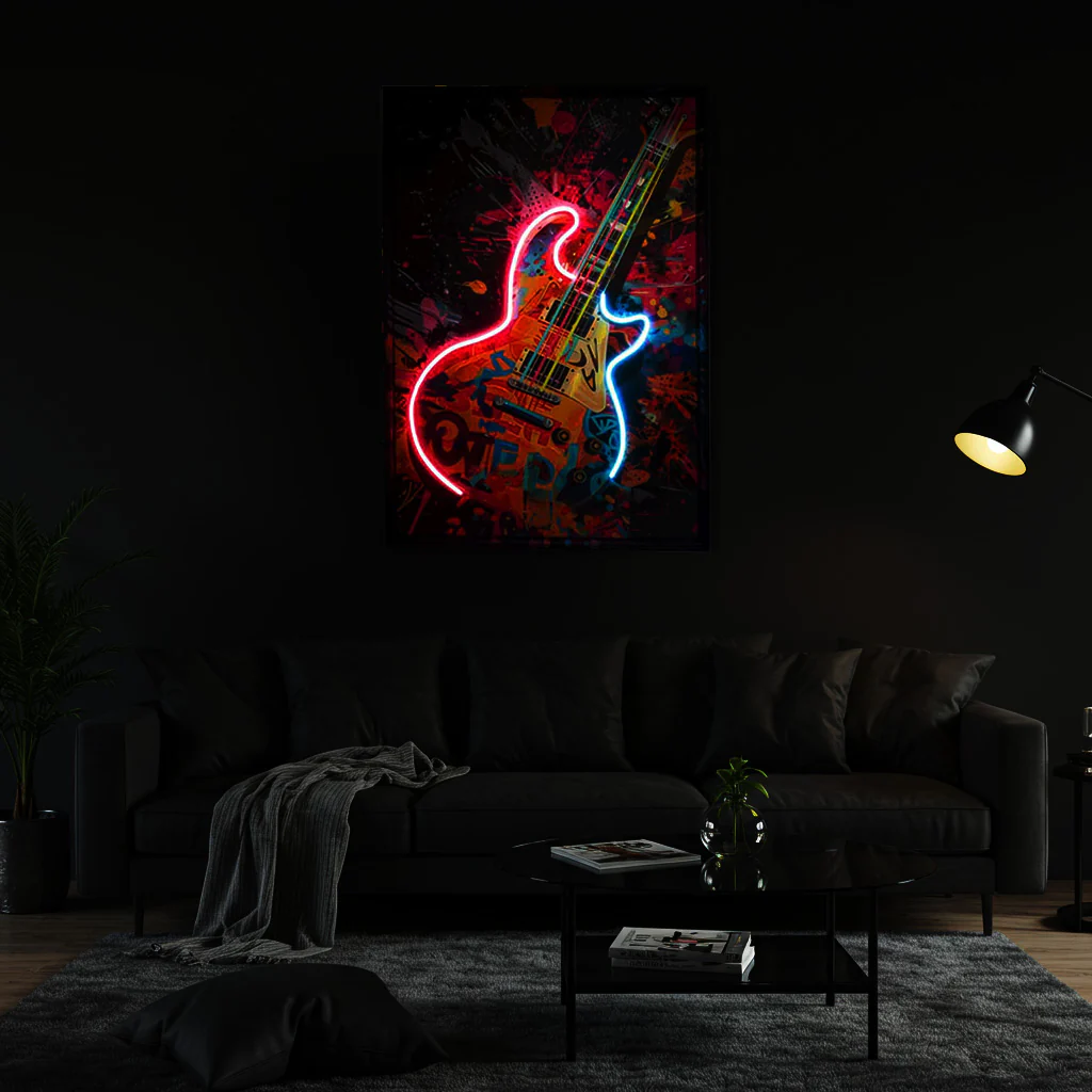 Tableau Contemporain - Guitare électrique - LED - Décoration Tendance – Image 3