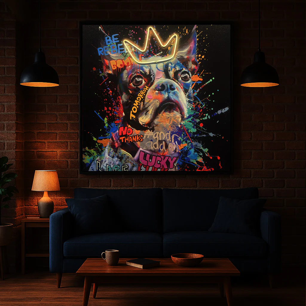 Tableau contemporain - King Bulldog - Art Mural Led - Graffiti – Image 3