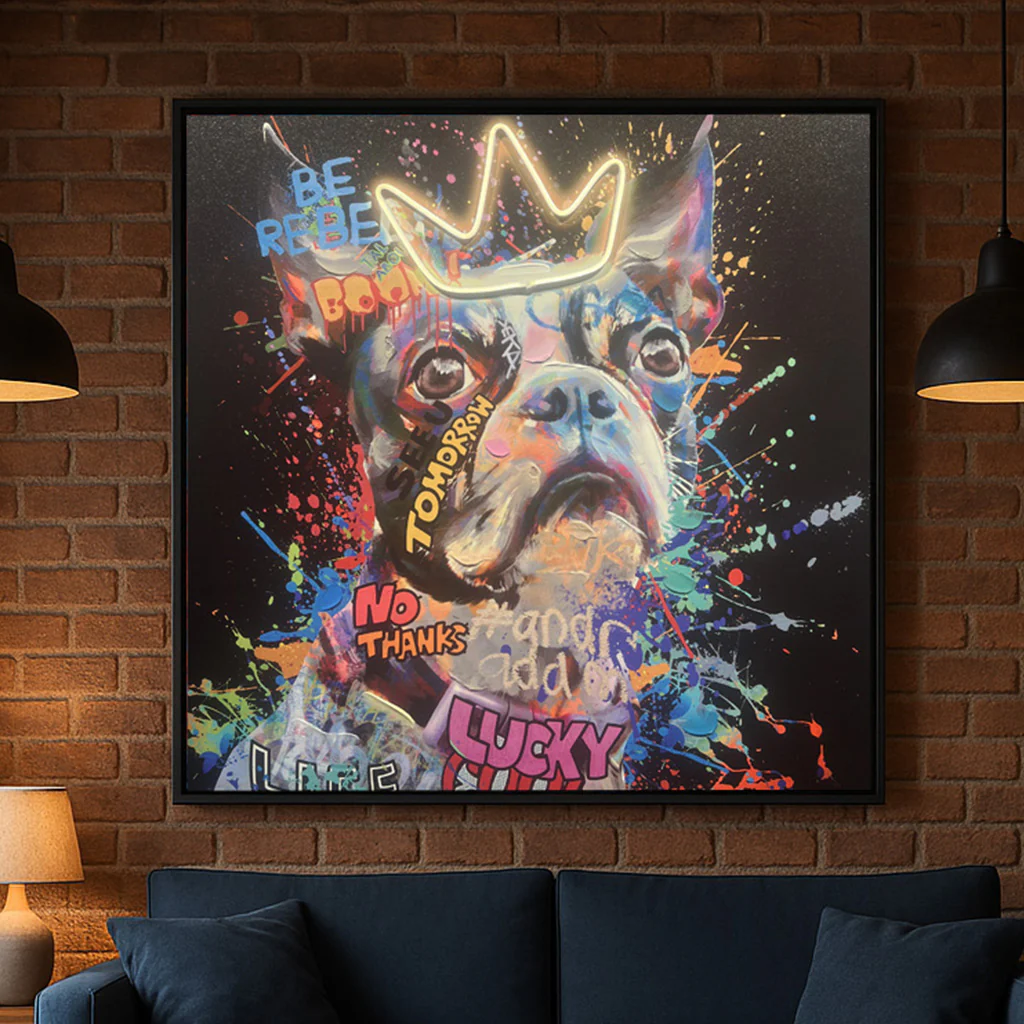 Tableau contemporain - King Bulldog - Art Mural Led - Graffiti – Image 2
