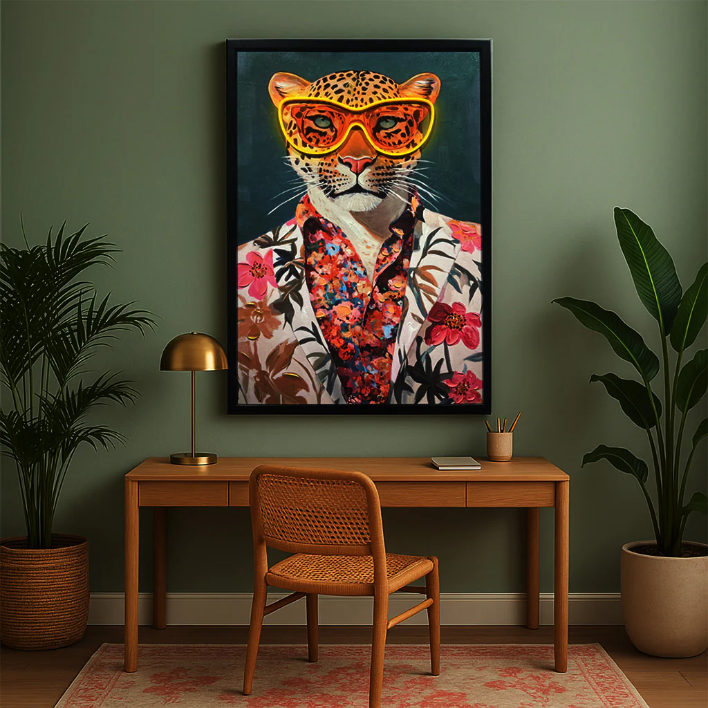 Tableau Contemporain - Le Tigre Exotique - LED - Décoration Moderne – Image 3