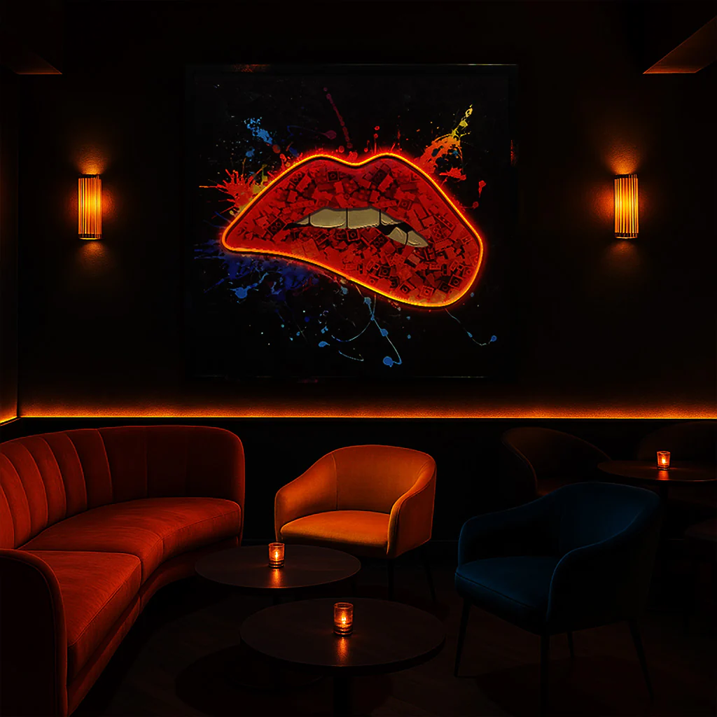 Tableau Lèvres Rouges - Art Mural LED - Décoration Artistique Moderne – Image 3