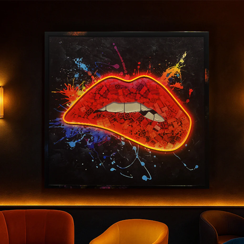 Tableau Lèvres Rouges - Art Mural LED - Décoration Artistique Moderne – Image 2