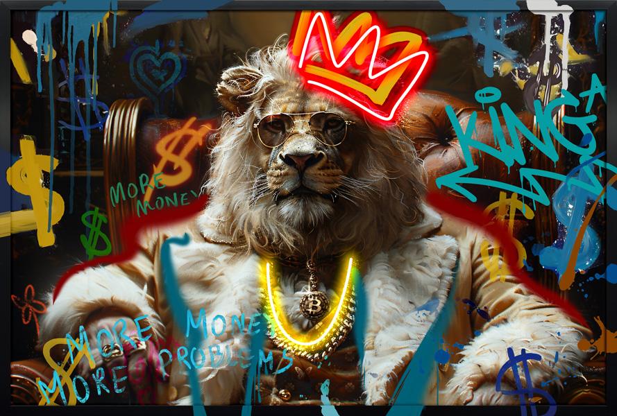 Tableau Lion Royal - Œuvre d'Art Murale avec LED - Décoration Contemporaine – Image 4