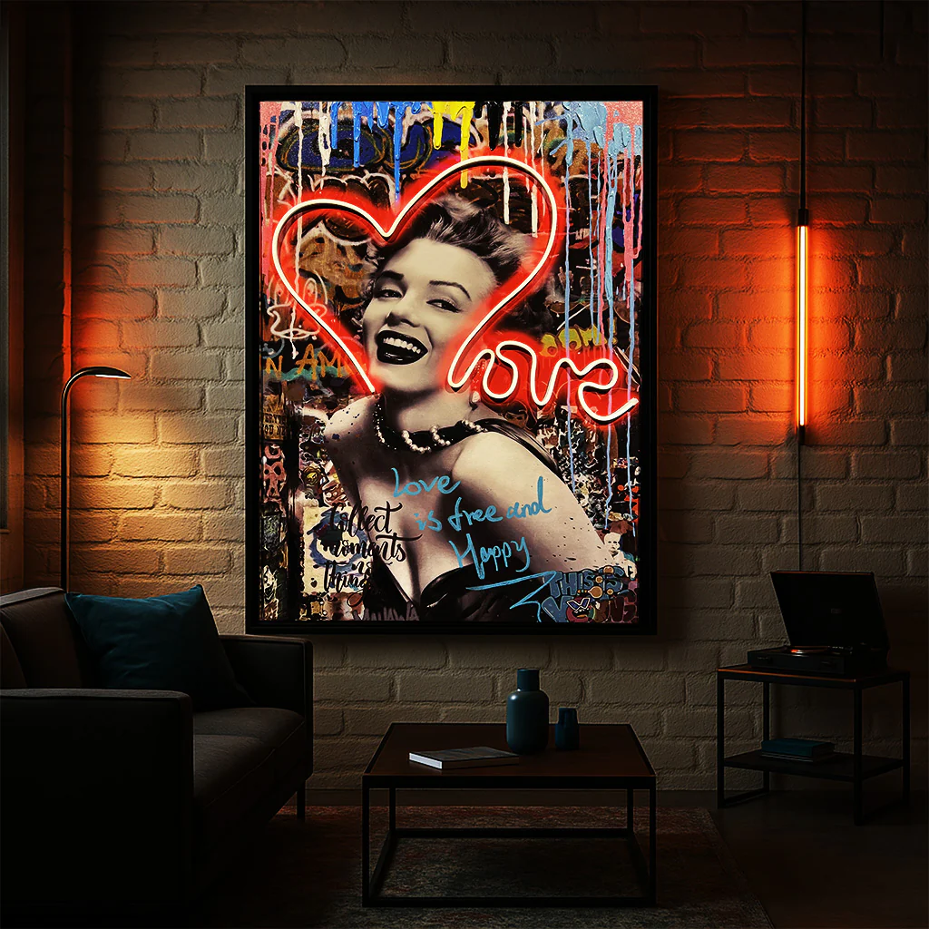 Tableau Contemporain - LOVE Marilyn – LED - Décoration Murale Tendance – Image 3