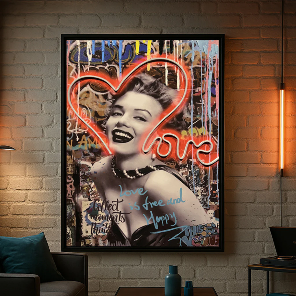 Tableau Contemporain - LOVE Marilyn – LED - Décoration Murale Tendance