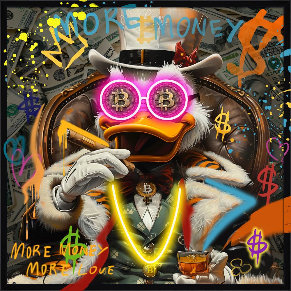 Tableau Scrooge McDuck et Bitcoin - Art Mural LED - Style Graffiti Moderne – Image 4
