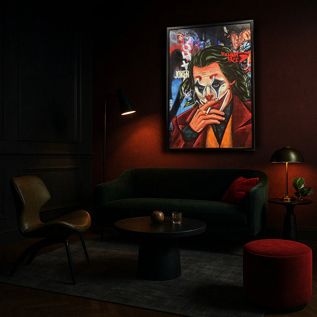 Tableau Portrait Joker- Art Mural LED - graffiti vibrant et expression urbaine – Image 3