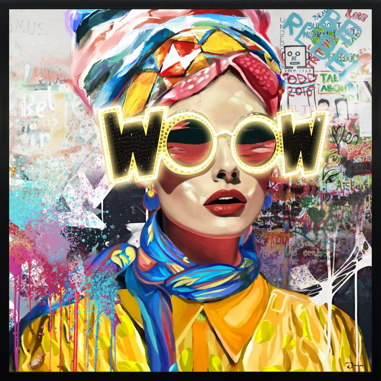 Tableau contemporain - Portrait WooW - LED - Décoration Graffiti – Image 4