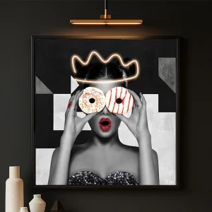 Tableau Contemporain - Reine Donuts - LED - Décoration Tendance