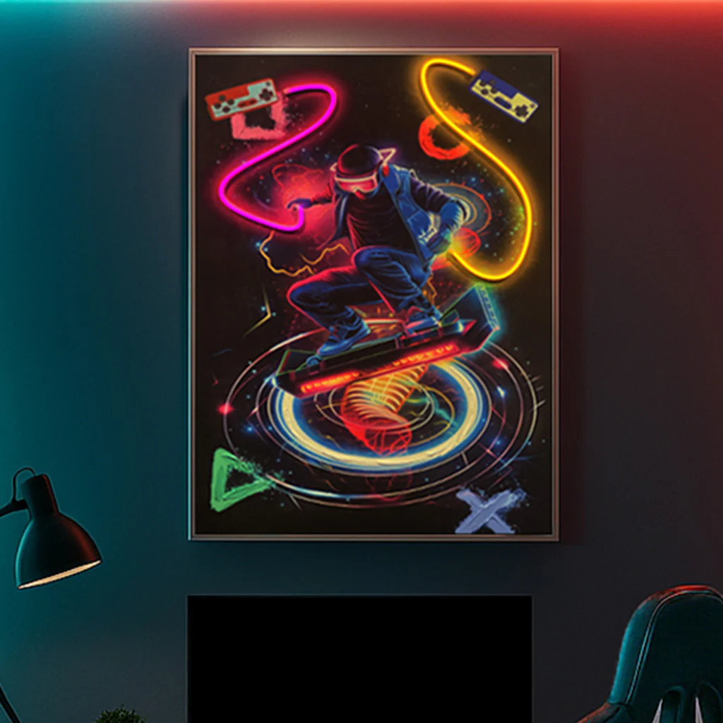 Tableau Contemporain- Le Skateur - LED - Décoration Tendance – Image 2