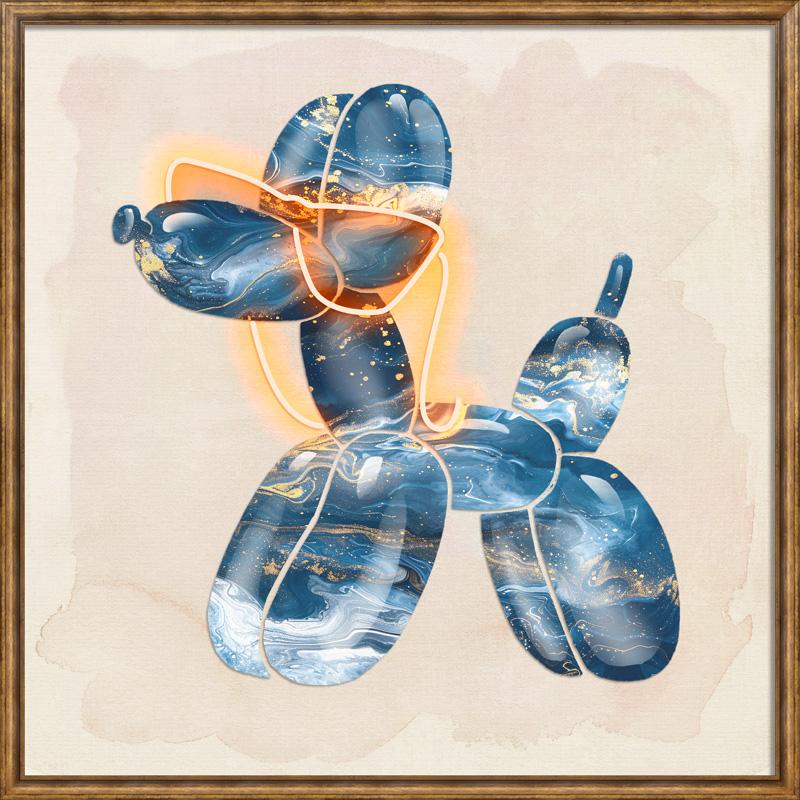 Tableau Chien Ballon Marbré Bleu - Art Mural LED - Décoration Moderne – Image 4
