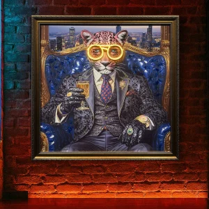 Tableau Léopard Royal - Art Mural LED - Décoration Contemporaine