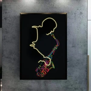 Tableau "Jazz Lumineux" - Œuvre d'Art Originale avec LED - Art Contemporain Musical