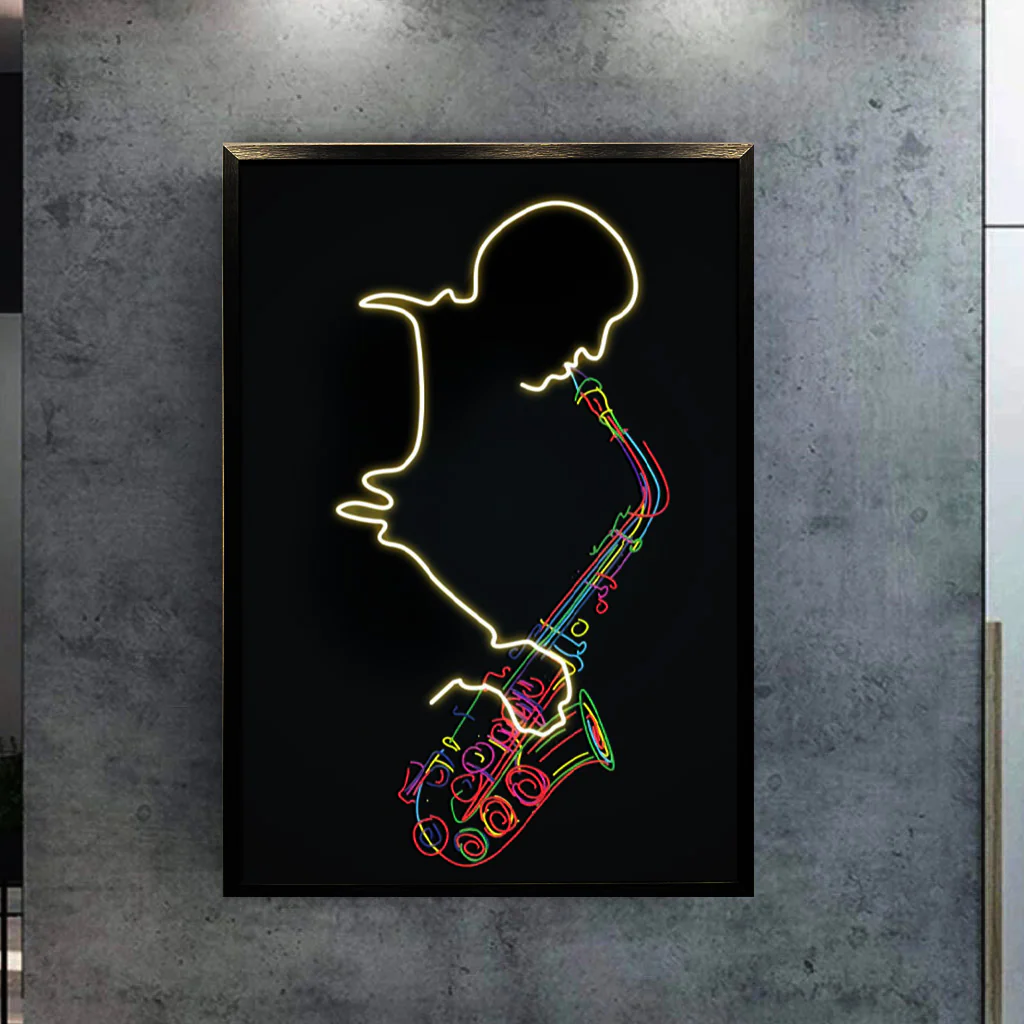 Tableau "Jazz Lumineux" - Œuvre d'Art Originale avec LED - Art Contemporain Musical