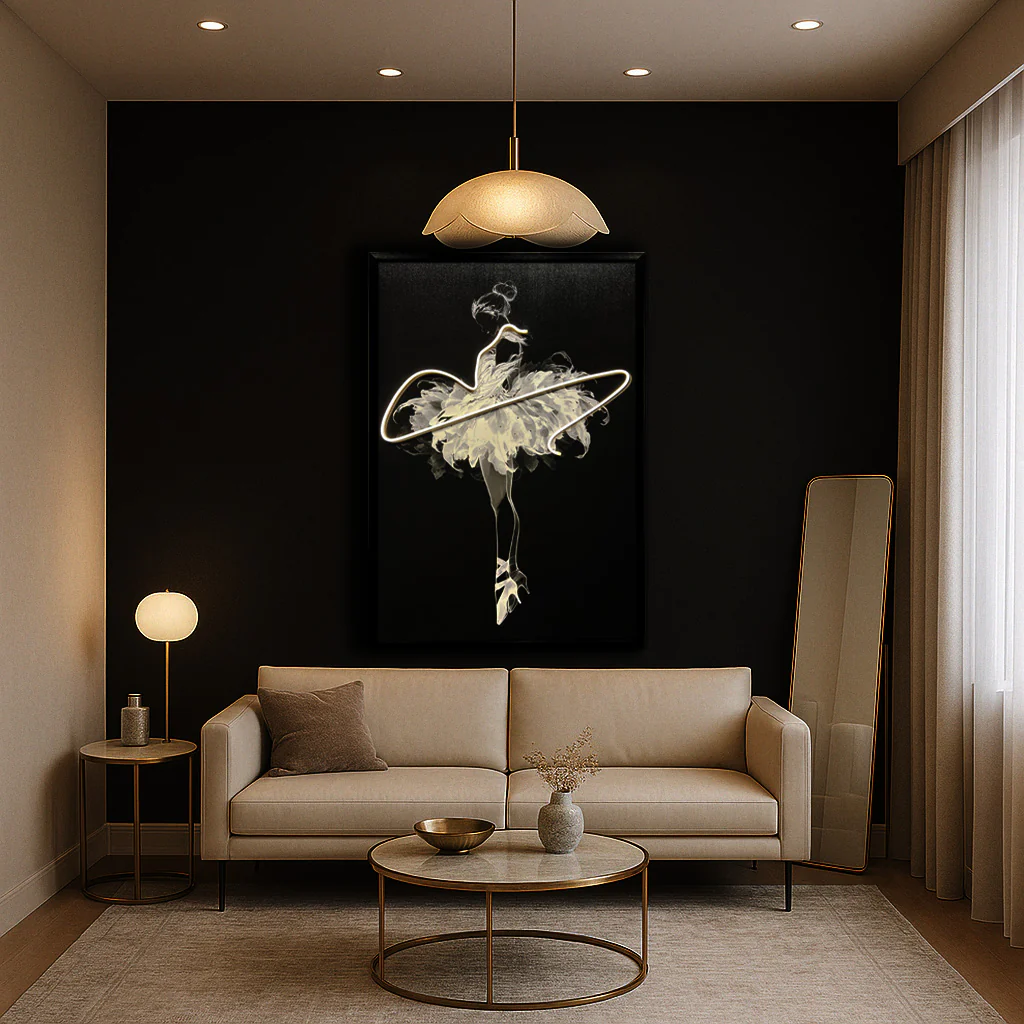 Tableau "Étoile Éthérée" - Œuvre d'Art Originale en LED - Art Minimaliste Contemporain – Image 3