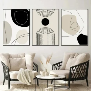 Tableaux abstraits noirs et beiges