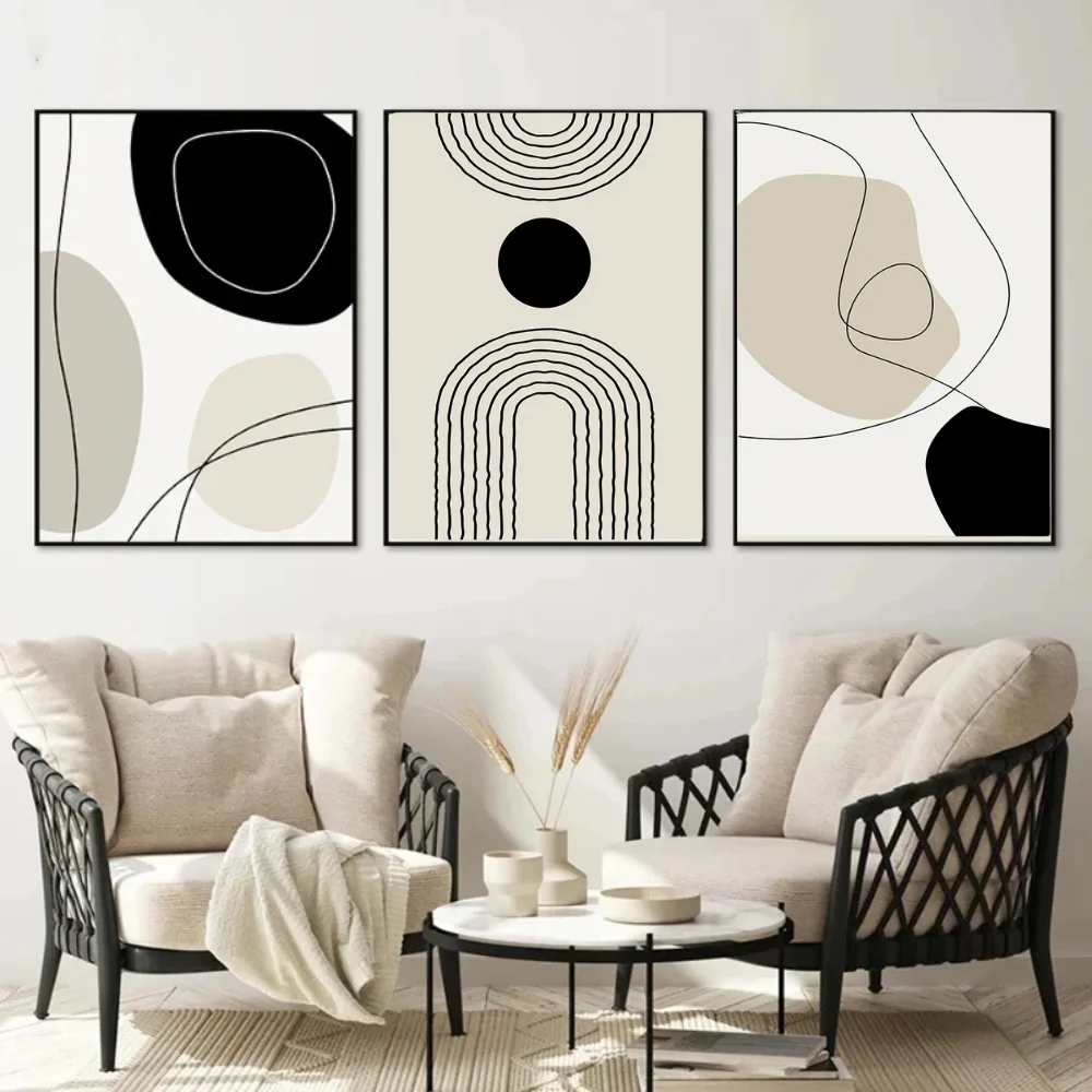 Tableaux abstraits noirs et beiges