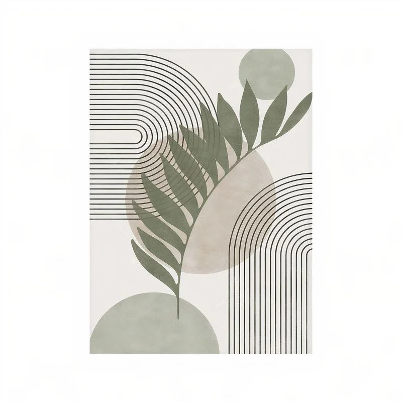 Triptyque Géométrique Minimaliste Vert et Blanc – Image 9