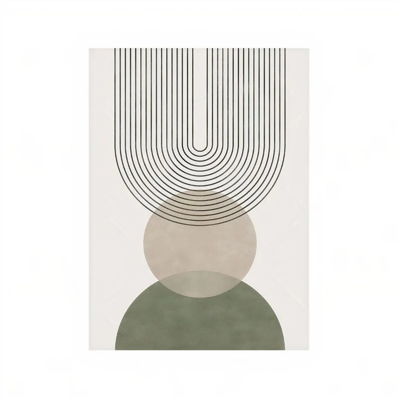 Triptyque Géométrique Minimaliste Vert et Blanc – Image 7