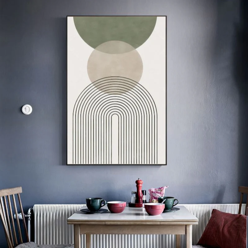 Triptyque Géométrique Minimaliste Vert et Blanc – Image 4