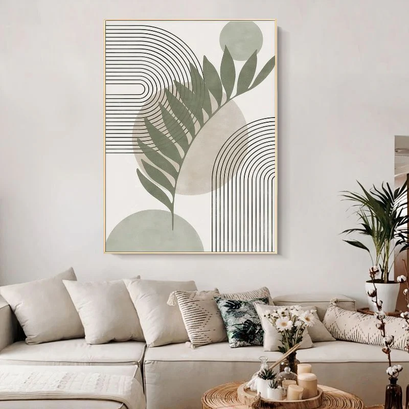 Triptyque Géométrique Minimaliste Vert et Blanc – Image 5