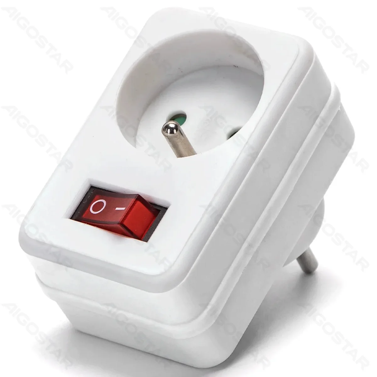 Adaptateur Français 1 Voie (Avec Interrupteur) 16A Blanc – Image 2