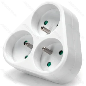 Adaptateur Français 3 Voies (Sans Interrupteur) 16A Blanc