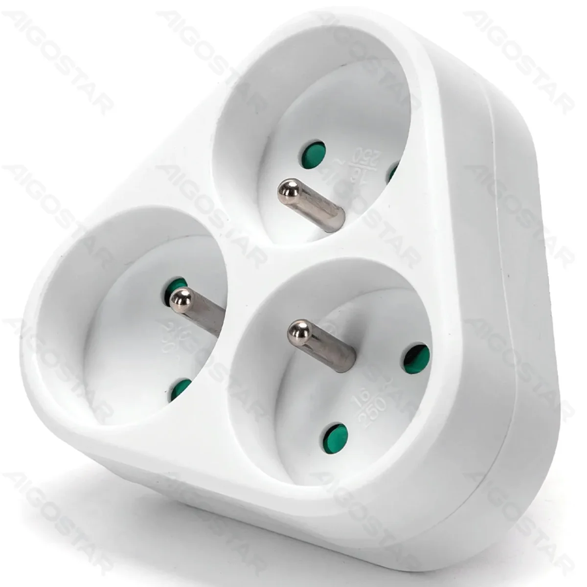 Adaptateur Français 3 Voies (Sans Interrupteur) 16A Blanc – Image 2