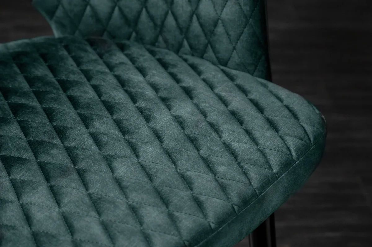 Lot de 2x chaises élégante PARIS en velours pétrole, surpiqûres décoratives, embouts dorés, design rétro, avec accoudoirs – Image 7