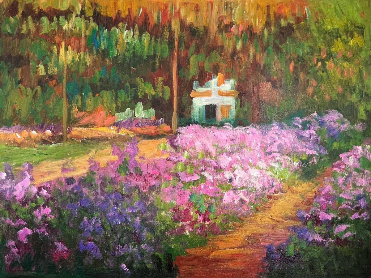 Iris dans le Jardin de Monet par Claude Monet - Reproduction Peinture à l'Huile