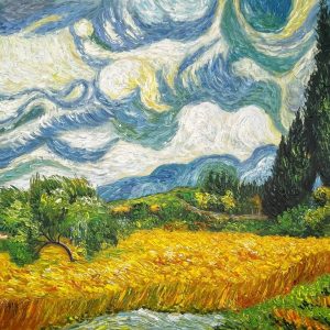 Champ de Blé avec Cyprès à la Haude Galline près d'Eygalières par Vincent van Gogh - Reproduction Artistique