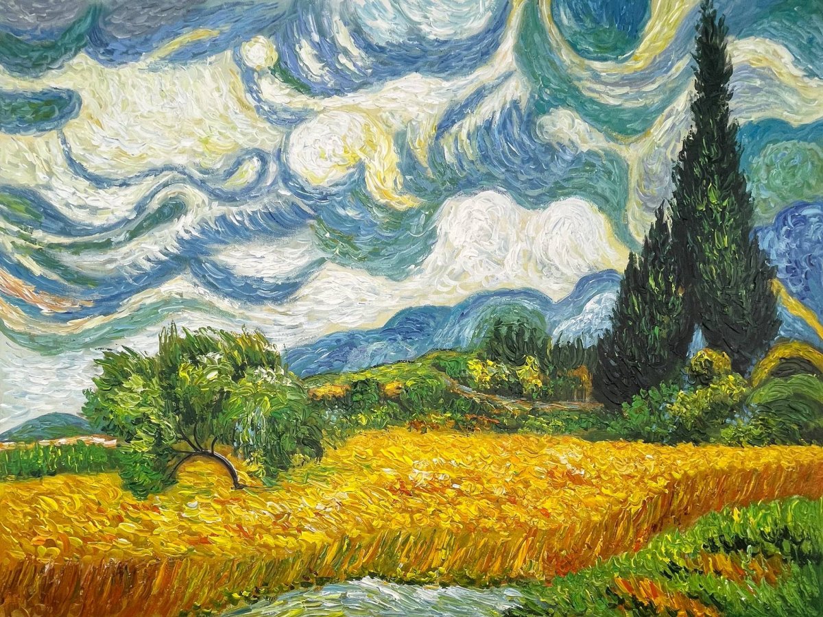 Champ de Blé avec Cyprès à la Haude Galline près d'Eygalières par Vincent van Gogh - Reproduction Artistique