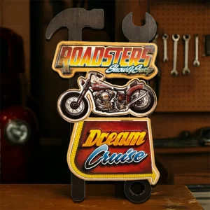 Enseigne Vintage Roadsters Dream Cruise - Moto Rétro - Décoration - Idée Cadeau