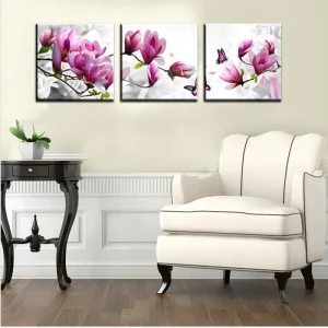 Tableau fleur Magnolia Rose et Blanche