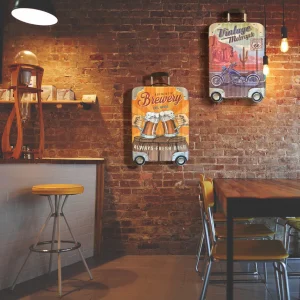 Plaque Métallique Valise Vintage - Art Mural Rétro Américain - Décoration - Idée Cadeau