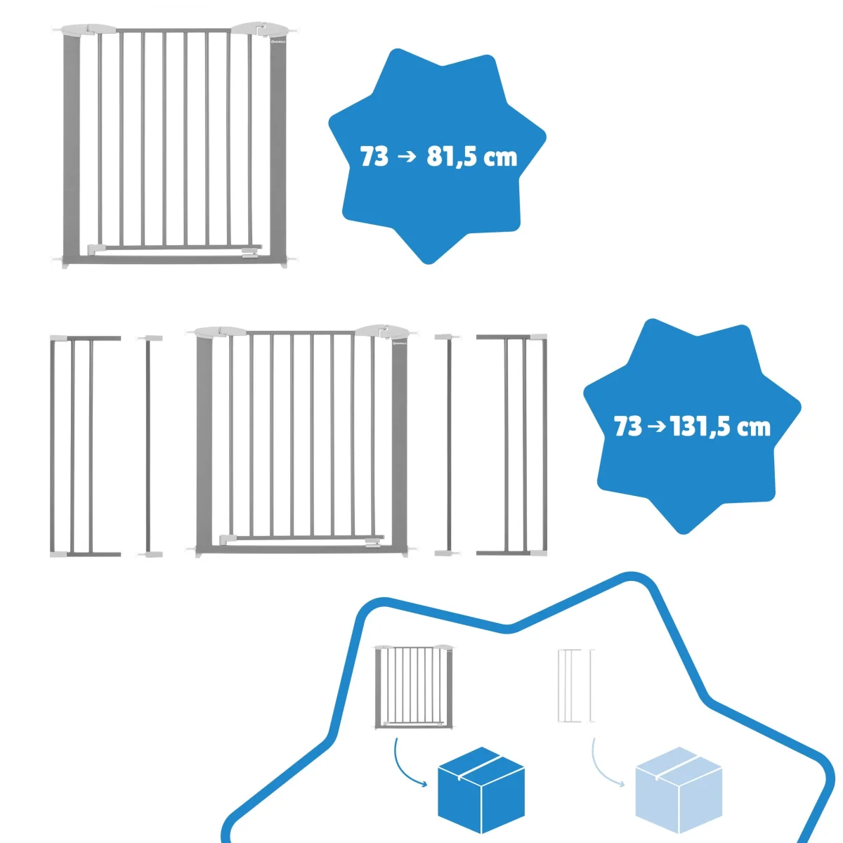 Barriere de sécurité, Fixation pression, Ouverture de 73 à 81,5cm jusqu'à 131.5cm avec extension - Safe & Lock – Image 6