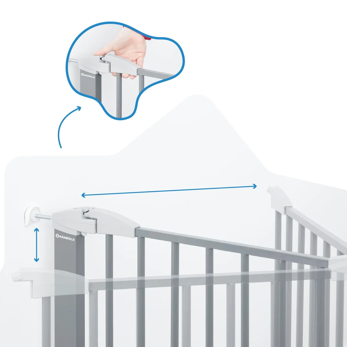 Barriere de sécurité, Fixation pression, Ouverture de 73 à 81,5cm jusqu'à 131.5cm avec extension - Safe & Lock – Image 8