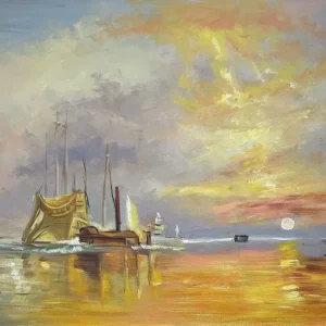 Le Dernier Voyage du 'Temeraire' par J.M.W. Turner - Reproduction de Peinture à l'Huile