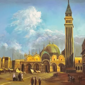Venise : Place Saint-Marc avec la Basilique et le Campanile par Canaletto - Reproduction Artistique à l'Huile
