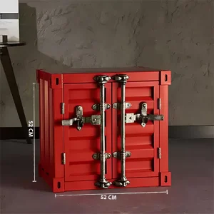 Meuble de Rangement Style Container Industriel Rouge - Coffre-Fort Décoratif avec Verrous Chromés